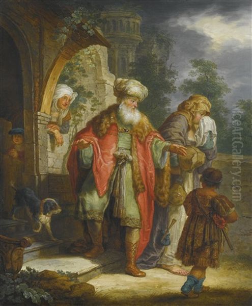 The Expulsion Of Hagar Oil Painting by Christian Wilhelm Ernst Dietrich