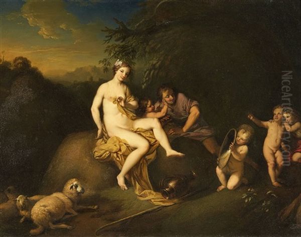 The Toilette Of Venus Oil Painting by Christian Wilhelm Ernst Dietrich