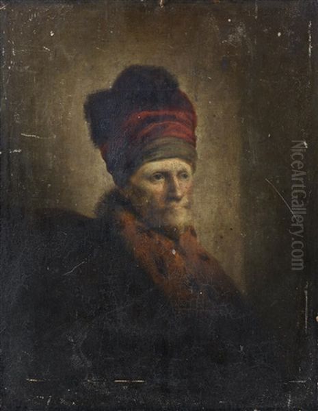 Portrait Of An Elderly Man, Bust-length, With A Fur-trimmed Coat Oil Painting by Christian Wilhelm Ernst Dietrich