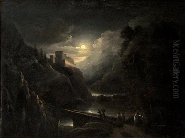 Paysage Au Clair De Lune Oil Painting by Christian Wilhelm Ernst Dietrich