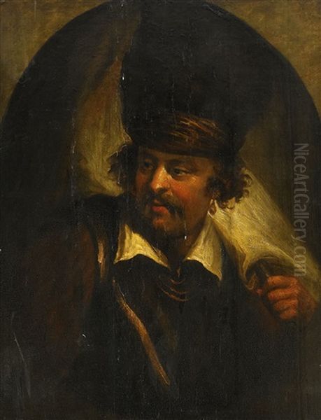 Portratt Av Orientalisk Man I Turban Oil Painting by Christian Wilhelm Ernst Dietrich