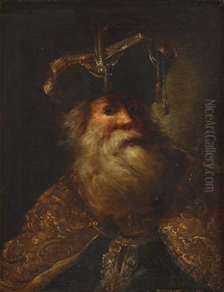 Portrait Of An Elderly Gentleman With Cap Oil Painting by Christian Wilhelm Ernst Dietrich