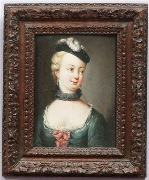 Portrait De Dame De Qualite Oil Painting by Christian Wilhelm Ernst Dietrich