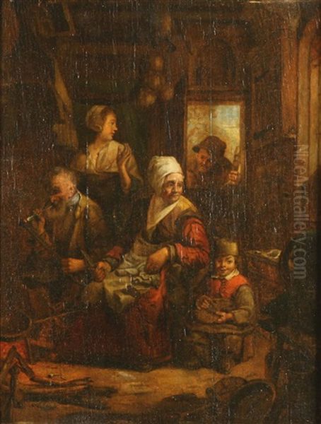 Genre Scene Oil Painting by Christian Wilhelm Ernst Dietrich