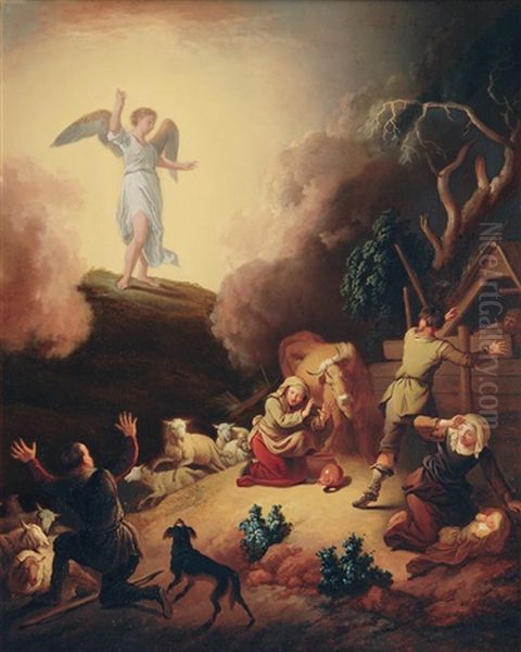 The Annunciation To The Shepherds Oil Painting by Christian Wilhelm Ernst Dietrich