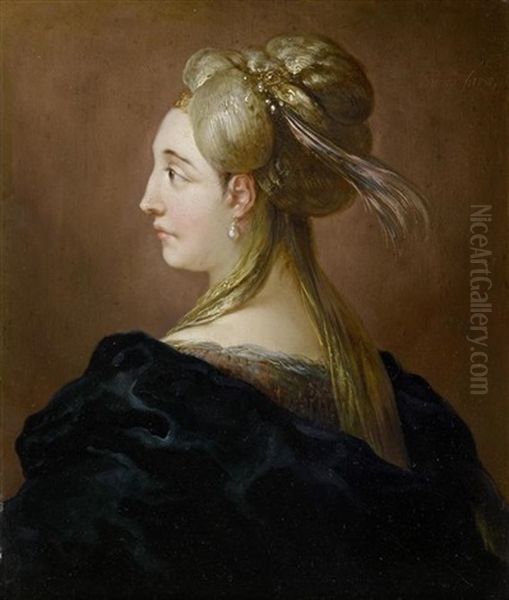 Portrat Einer Jungen Frau Oil Painting by Christian Wilhelm Ernst Dietrich