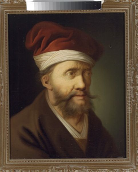 Ein Bartiger Mann Mit Roter Turbanartiger Mutze Oil Painting by Christian Wilhelm Ernst Dietrich