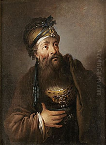 Gammal Man I Turban Oil Painting by Christian Wilhelm Ernst Dietrich