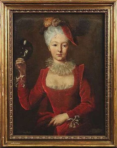 Bildnis Einer Jungen Frau Mit Venezianischer Maske Oil Painting by Christian Wilhelm Ernst Dietrich