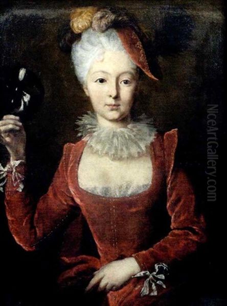 Bildnis Einer Jungen Frau Mit Venezianischer Maske Oil Painting by Christian Wilhelm Ernst Dietrich