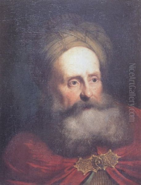 Study Of An Oriental Bearded Gentleman Oil Painting by Christian Wilhelm Ernst Dietrich