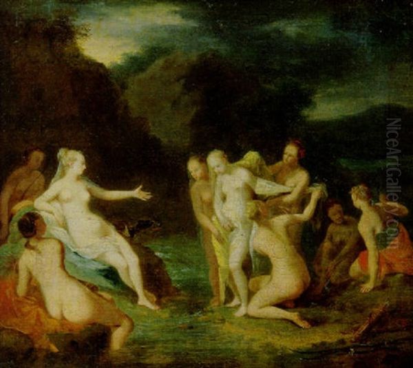 Die Entdeckung Der Schwangerschaft Der Nymphe Callisto Oil Painting by Christian Wilhelm Ernst Dietrich