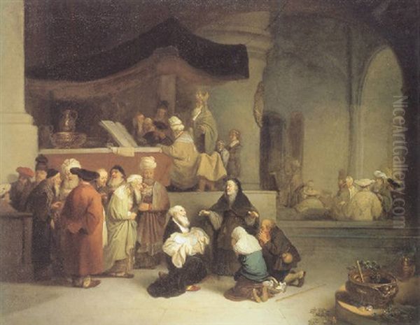 Presentation Of Christ In The Temple Oil Painting by Christian Wilhelm Ernst Dietrich