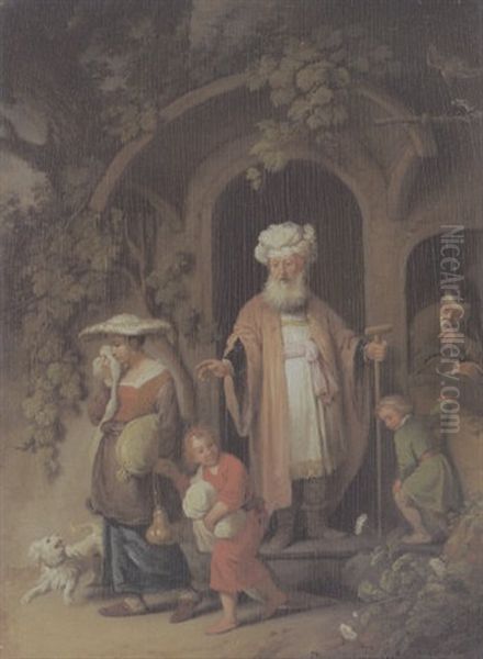 Verstosung Der Hagar Oil Painting by Christian Wilhelm Ernst Dietrich