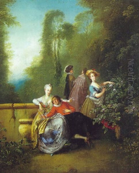 Scene Galante Dans Un Parc Oil Painting by Christian Wilhelm Ernst Dietrich