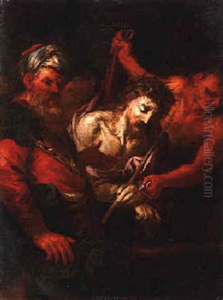 The Mocking Of Christ Oil Painting by Christian Wilhelm Ernst Dietrich