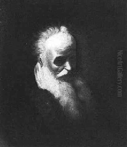 A Bearded Old Man Oil Painting by Christian Wilhelm Ernst Dietrich