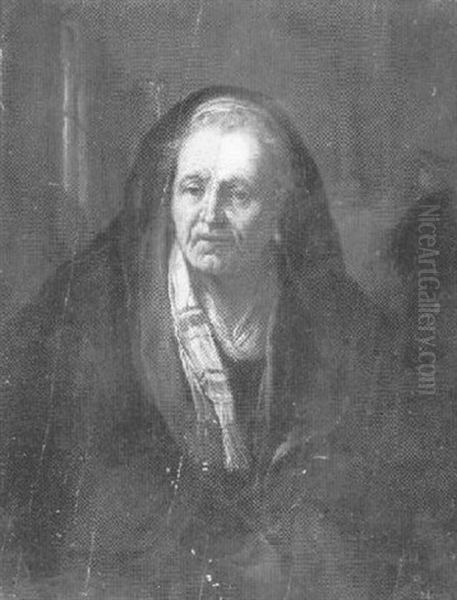 Portrait Of An Old Woman Oil Painting by Christian Wilhelm Ernst Dietrich