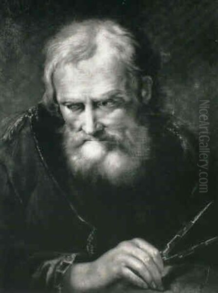 The Philosopher Democritus Oil Painting by Christian Wilhelm Ernst Dietrich