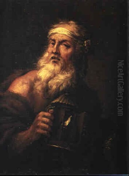 Diogenes Med Lampen Oil Painting by Christian Wilhelm Ernst Dietrich