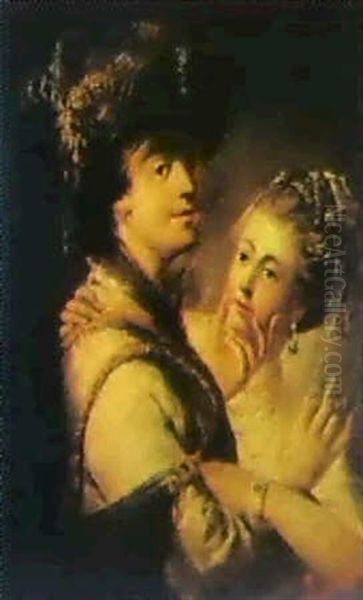 Couple Oil Painting by Christian Wilhelm Ernst Dietrich