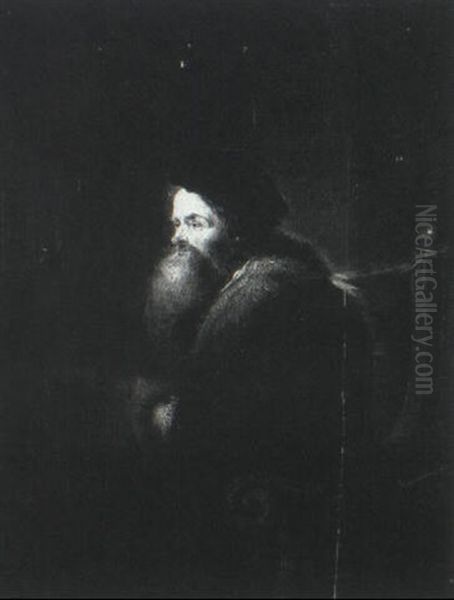 A Bearded Man, Seated, Wearinga Fur-trimmed Robe, Muff And  Velvet Cap Oil Painting by Christian Wilhelm Ernst Dietrich