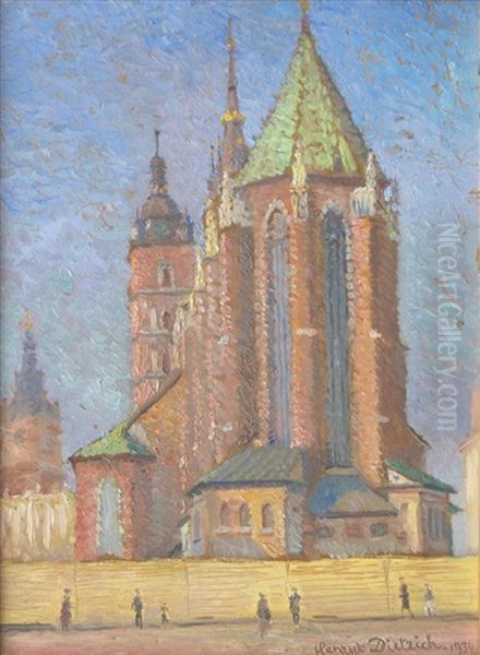 Kosciol Mariacki W Krakowie Oil Painting by Henryk Dietrich