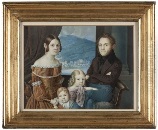 An Empire Period Family Portrait Oil Painting by Johann Friedrich Dietrich