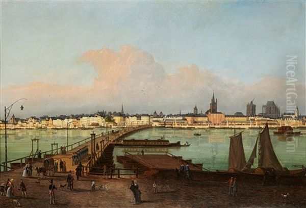 A View Of Cologne Oil Painting by Anton Dietzler