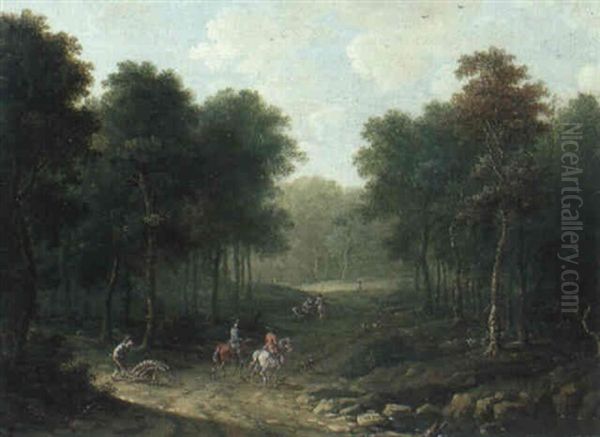 Waldpartie Mit Figurenstaffage Oil Painting by Johann Christoph Dietzsch