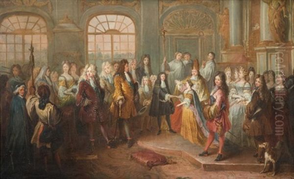 Le Mariage De Louis De France, Duc De Bourgogne Et De Marie-adelaide De Savoie, Le 7 Decembre 1697 Oil Painting by Antoine Dieu