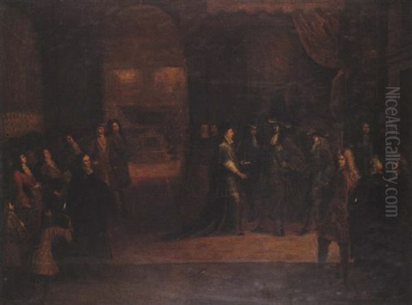 Louis Xiv Assistant Aux Funerailles Du Grand Dauphin Louis De France A Paris En 1711 by Antoine Dieu