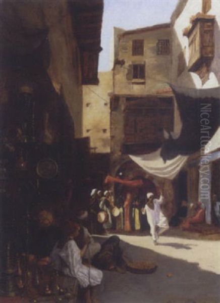 Procession Dans Les Rues Du Caire, La Mariee Oil Painting by Emmanuel De Dieudonne