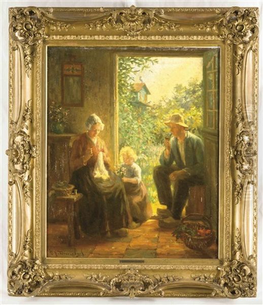 Hollandische Bauernfamilie Oil Painting by Hendricus Anthonius Dievenbach