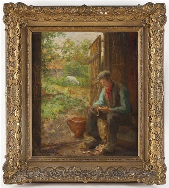 In Der Schuur (in The Barn) Oil Painting by Hendricus Anthonius Dievenbach