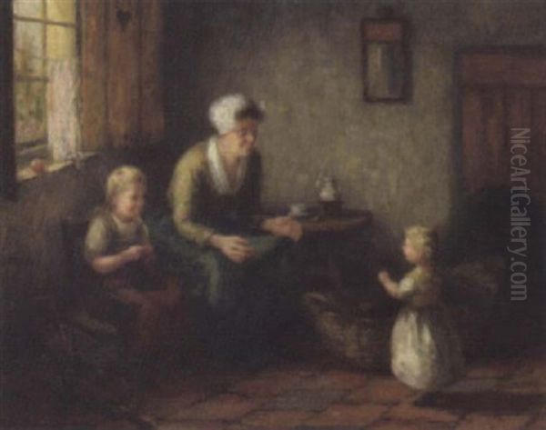 Come To Mother Oil Painting by Hendricus Anthonius Dievenbach