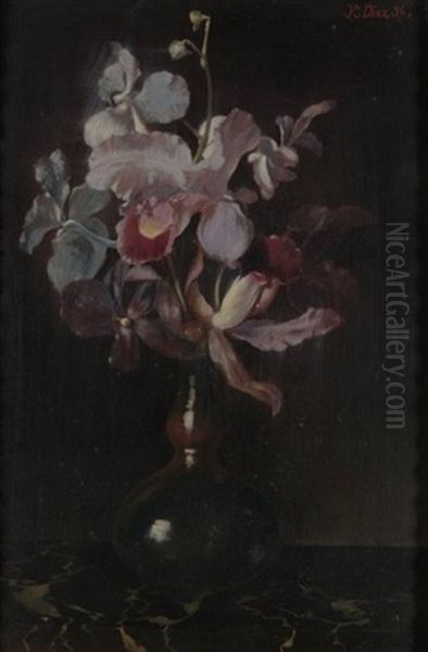 Orchidee In Einer Vase Oil Painting by Karl Theodor Diez