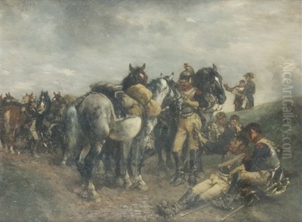 Cavalry Soldiers Oil Painting by Wilhelm Von Diez