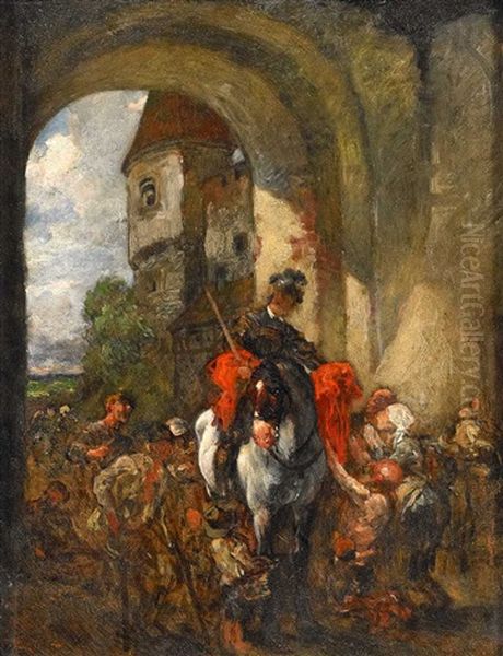 Der Heilige Martin Teilt Den Mantel (study) Oil Painting by Wilhelm Von Diez