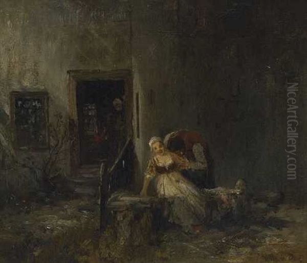 Die Endeckten Verliebten Oil Painting by Wilhelm Von Diez