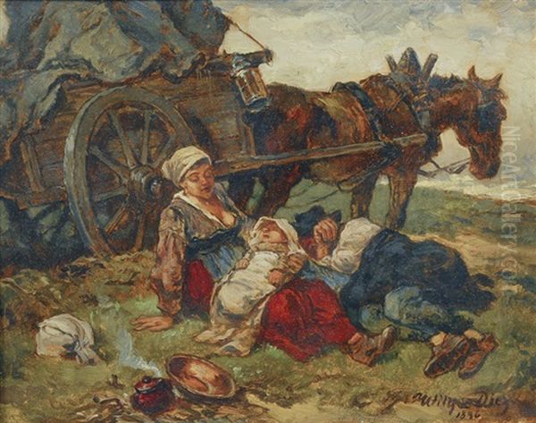 Taking A Rest Oil Painting by Wilhelm Von Diez