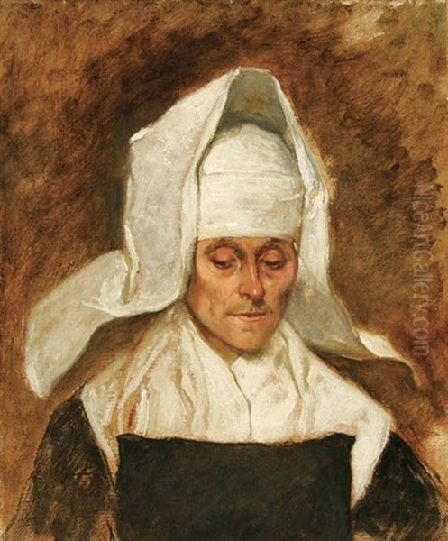 Study Of A Nun Oil Painting by Wilhelm Von Diez