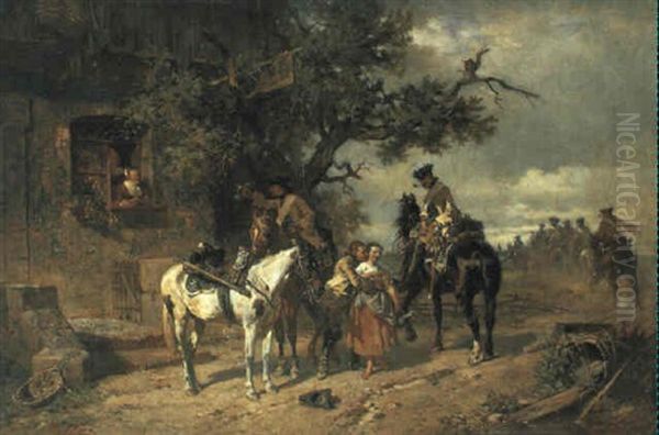 Abschied Der Soldaten Oil Painting by Wilhelm Von Diez