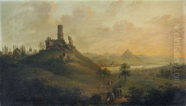 Godesburg Mit Blick Zum Siebengebirge Oil Painting by Jakob Diezler