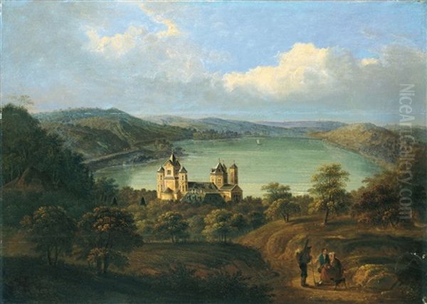 Blick Auf Das Kloster Maria Laach Am Laacher See In Der Eifel Oil Painting by Jakob Diezler