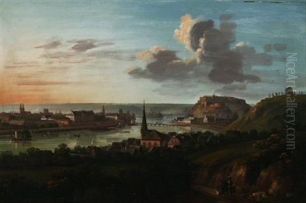 Ansicht Von Ehrenbreitstein Und Coblenz Oil Painting by Jakob Diezler