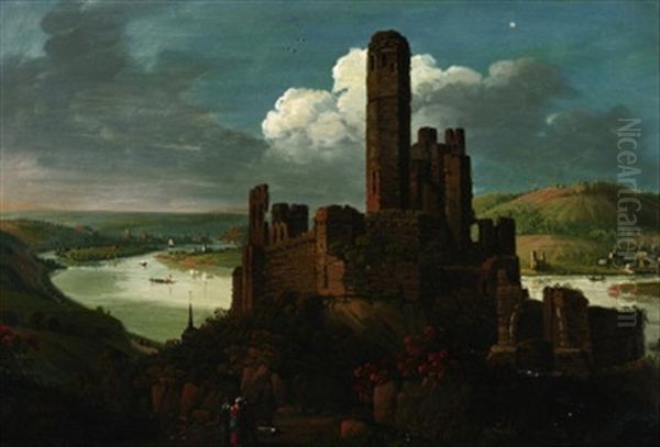 Ansicht Der Ruine Stolzenfels Oil Painting by Jakob Diezler