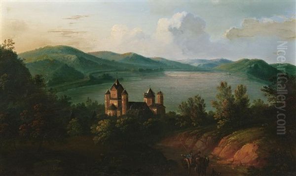 Das Kloster Maria Laach Mit Dem See Im Hintergrund Oil Painting by Jakob Diezler