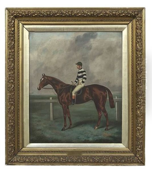 The Rejected With The Jockey Mr. G. Abington Baird, A Portrait Of Horse And Jockey In A Racecourse Setting Oil Painting by Joshua Dighton