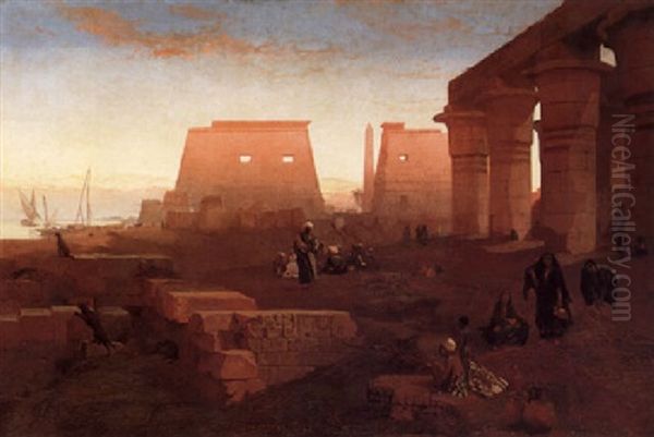 The Ruins Of The Temple Of Luxor On The Plains Of Thebes Oil Painting by William Edward Dighton